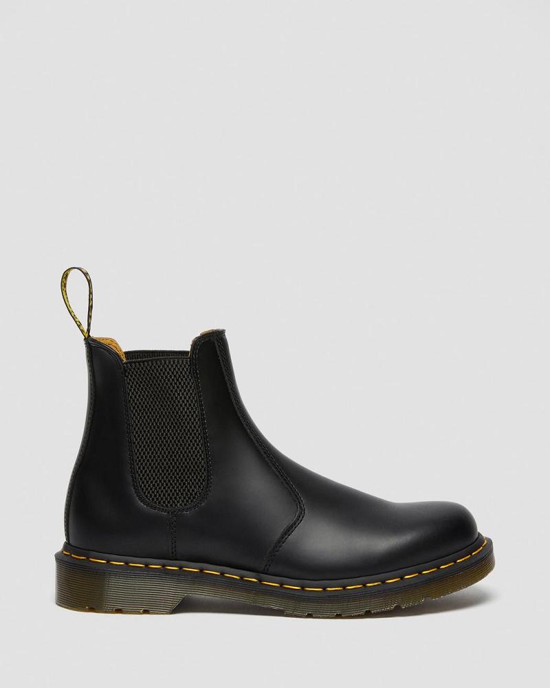 Dr Martens 2976 Yellow Stitch Smooth Læder Chelsea Støvler Dame Sort | DK 120VRW